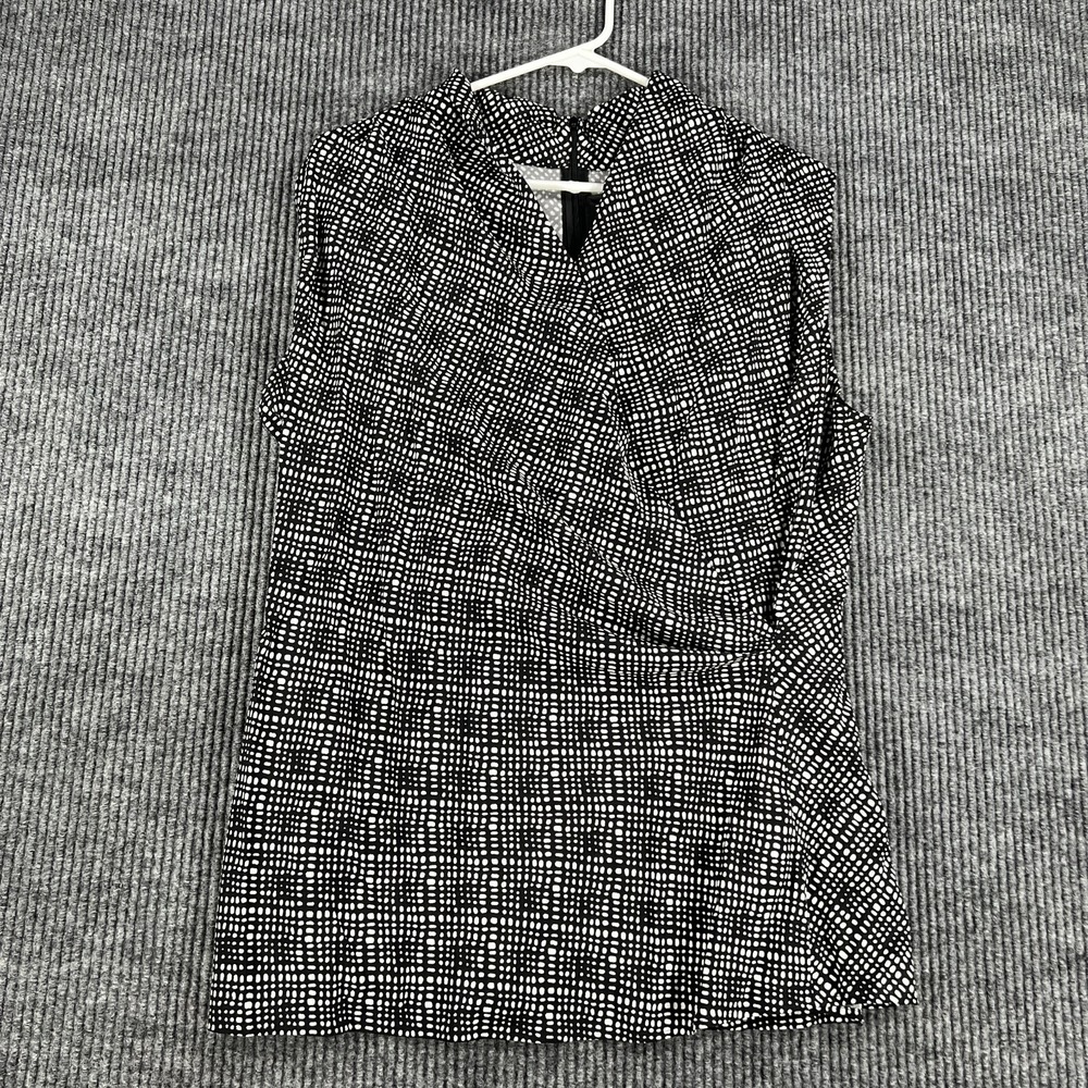 St John Couture Womens Size Large Black Check Silk Spandex Sleeveless Back Zip